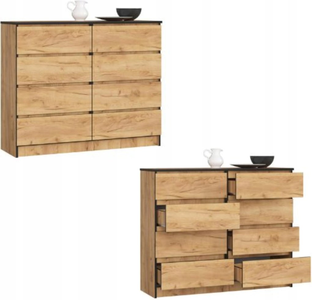 Komód szekrény K120 8 fiókos craft Akd