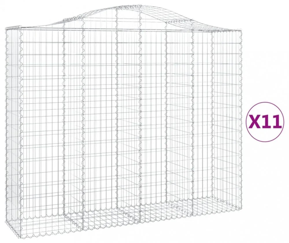 vidaXL 11 db íves horganyzott vas gabion kosár 200x50x160/180 cm