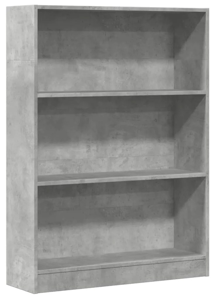 betonszürke szerelt fa könyvespolc 80 x 24 x 109 cm