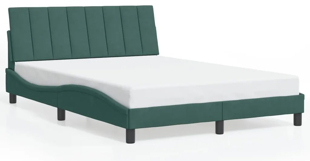 sötétzöld bársony ágykeret LED-ekkel matrac nélkül Hanko 140 x 200 cm