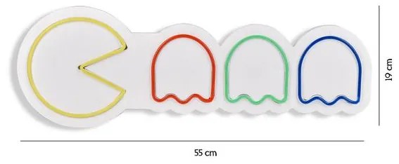 Műanyag LED-es fali dekoráció, Pacman - Multicolor