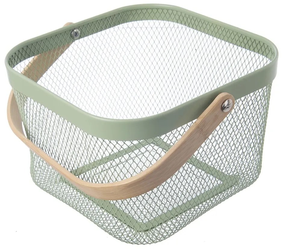 Fémhuzalos fém tárolókosár 24,5x24,5x30 cm Greenish – Orion