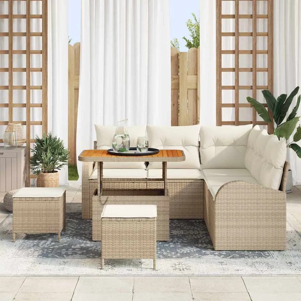 Kerti Kanapé Szett párnával 8 pcs Beige, Krém 90 x 55 x 71 cm