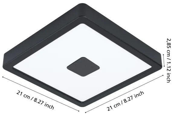 Eglo 900283 - LED Kültéri mennyezeti lámpa IPHIAS LED/17W/230V IP44 fekete