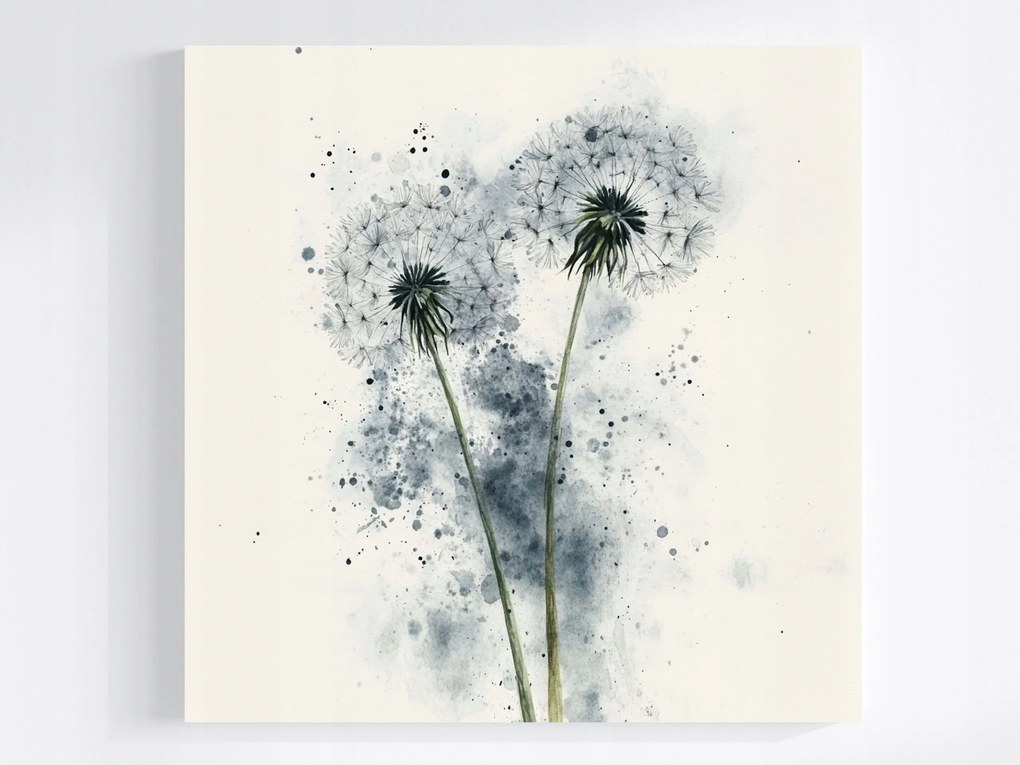 Vászonkép Canvas Akvarell Természet Kert Rét Virágok Pitypangok 80x80