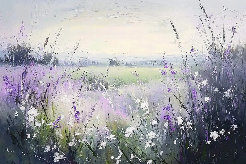 Fotótapéta Flizelina Tájkép Természet Rét Lila Virágok 208x146 ragasztó