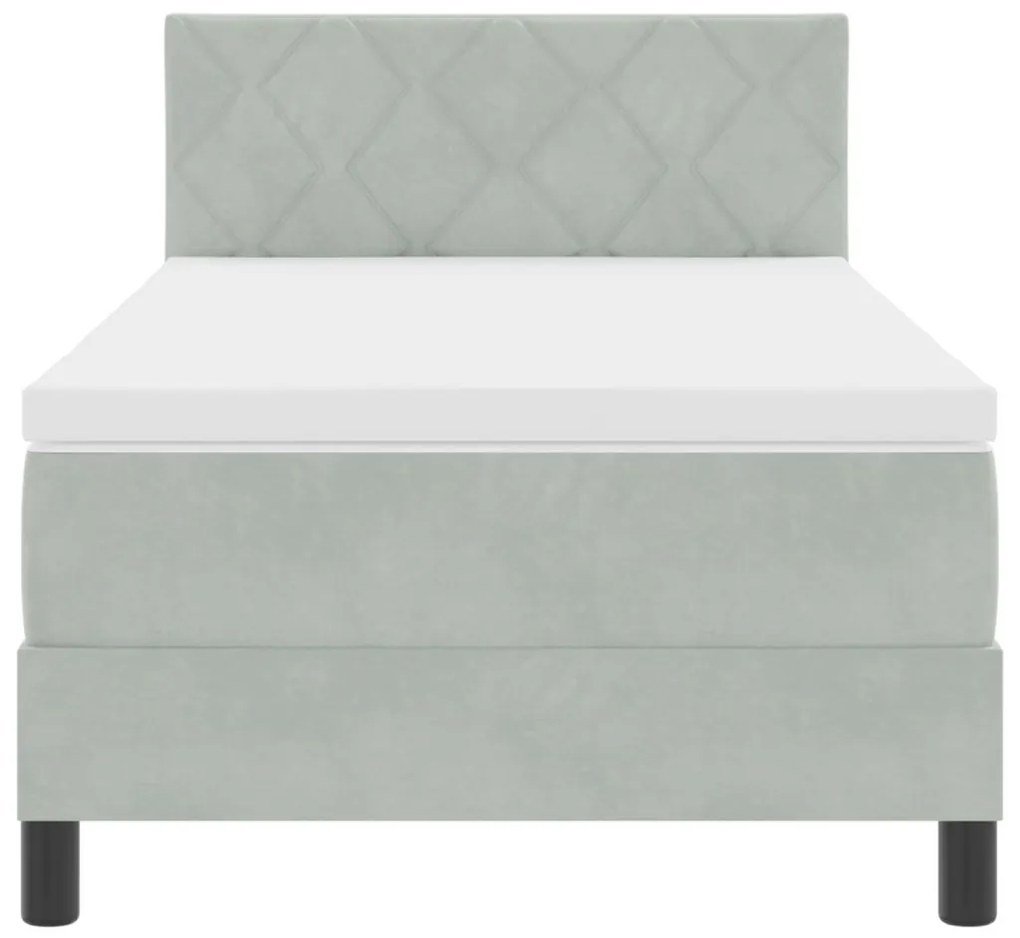 Box Spring Ágy Matracokkal és LED Fénnyel Szürke 90x200 cm Bársonyos