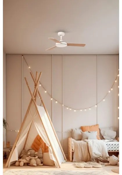 FARO 33603DC - Mennyezeti ventilátor MINI MALLORCA S barna/fehér á. 106 cm + távirányítás