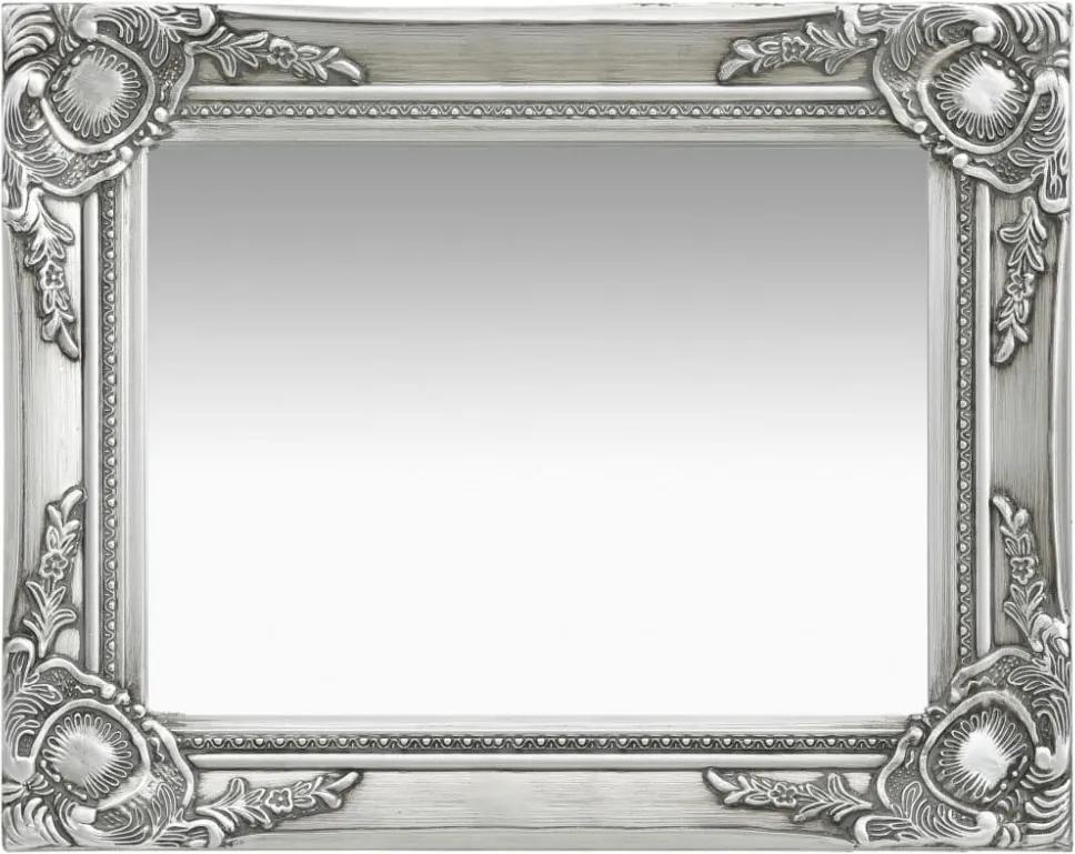 Ezüstszínű barokk stílusú fali tükör 50 x 40 cm