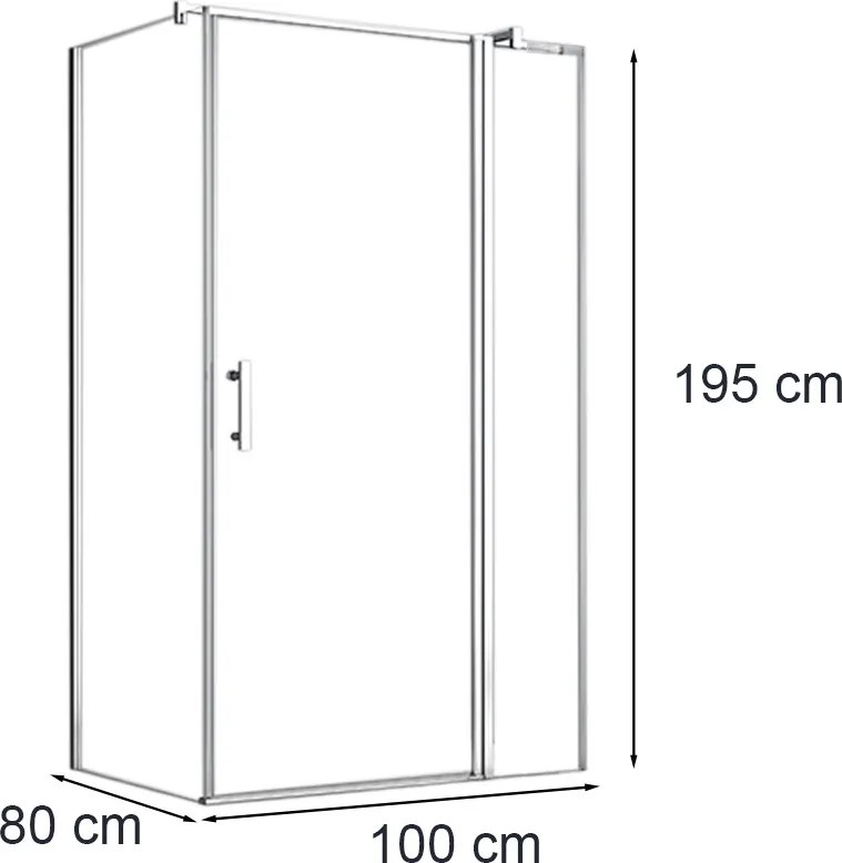 Simple 80x100 cm nyílóajtós aszimmetrikus zuhanykabin zuhanytálca nélkül