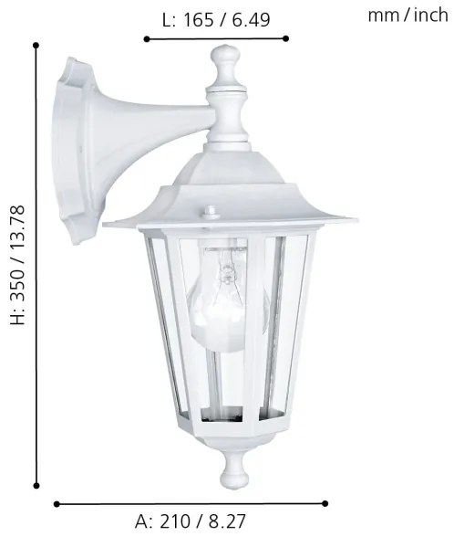 EGLO 22462 - LATERNA 5 kültéri fali lámpa 1xE27/60W IP44 fehér