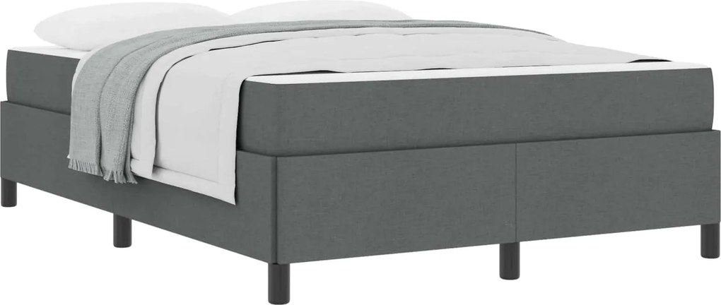 vidaXL Boxrugós ágy matracmal Sötétszürke 140 x 190 cm szövet