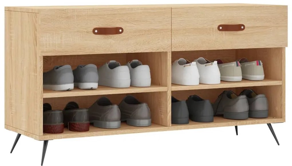 vidaXL sonoma tölgy színű szerelt fa cipőpolc 102x35x55 cm
