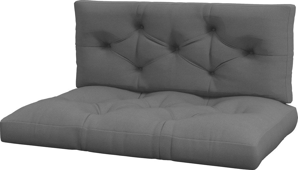 Outsunny 2 Személyes Raklappárna 120cm x 80cm x 12cm UV Védett Ülőpárna Vízlepergető Kertibútor Párna Raklap Kanapéhoz, Erkélyhez Sötétszürke | Aosom