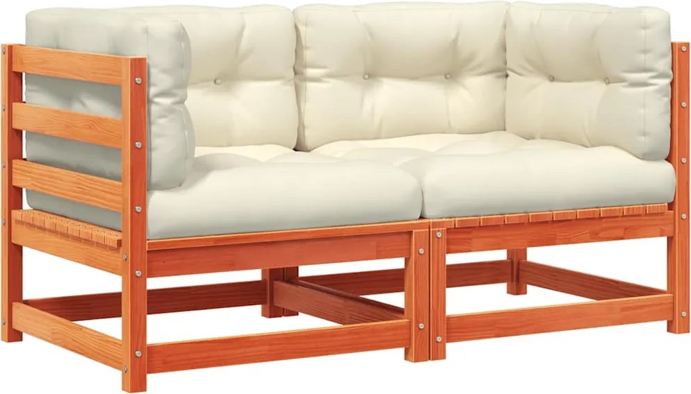 vidaXL 2 db viaszbarna tömör fenyőfa kerti sarokkanapé párnával