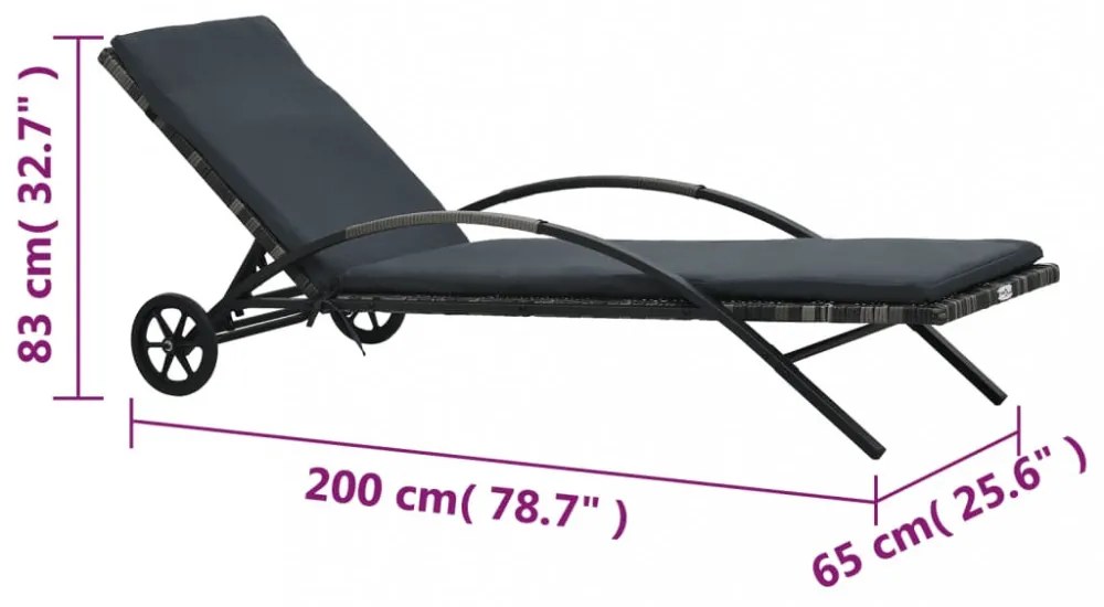 antracitszürke polyrattan napozóágyak asztallal