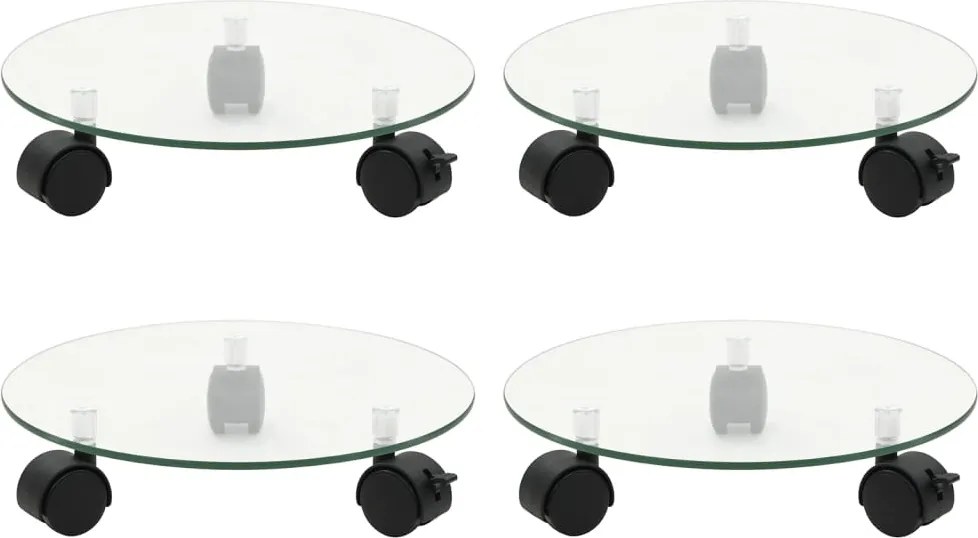 vidaXL 4 db kör alakú edzett üveg görgős növénytartó 28 cm