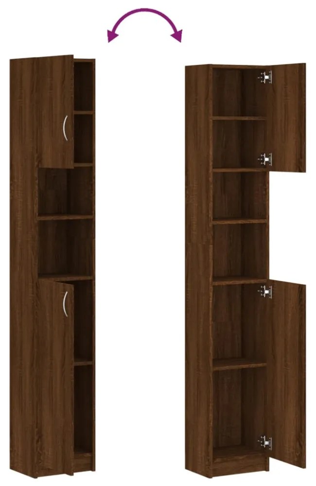 barna tölgy színű szerelt fa faliszekrény 32x25,5x190 cm