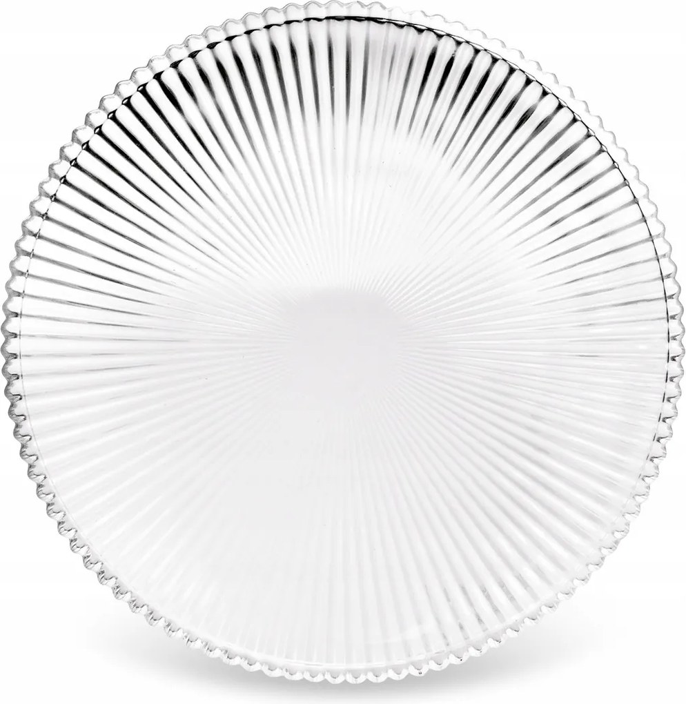 Dekoratív üveg tortatál 25 cm, csíkos Anasztázia