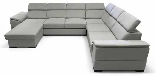 Kihúzható ülőgarnitúra univerzális U-formájú sarokkal és tárolóhellyel GRANADA világosszürke