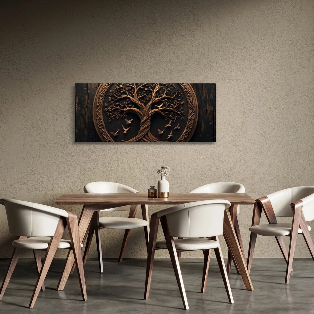 Kép – Fából készült életfa (120x50 cm)