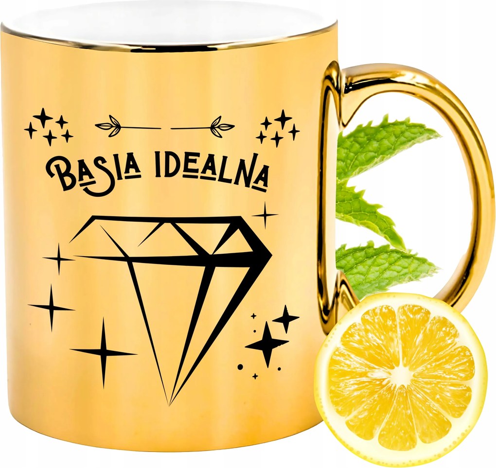 Prémium Arany Csillogó Bögre Basi Ajándék Nyomtatott Fotóval