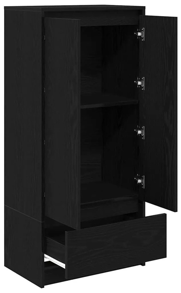 fekete tölgy szerelt fa szekrény fiókkal 55,5x34x119,5 cm