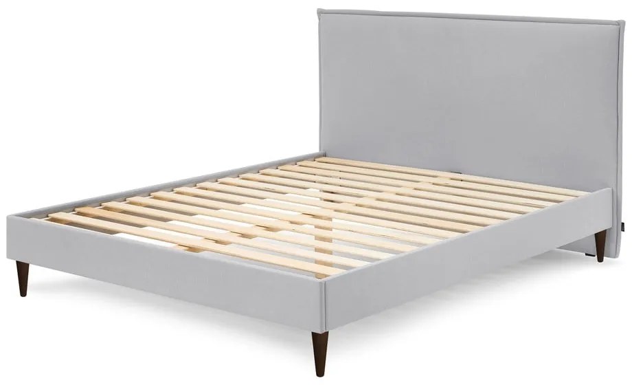 Világosszürke kárpitozott franciaágy ágyráccsal 160x200 cm Sary – Bobochic Paris