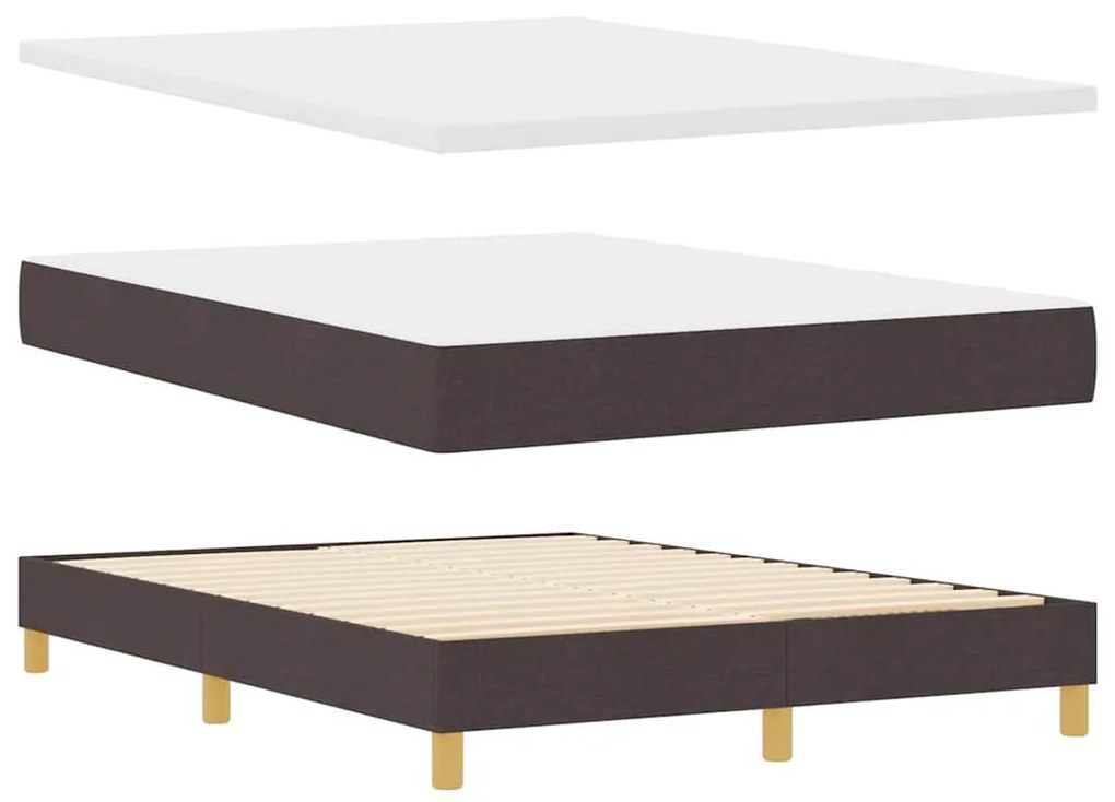 Boxrugós ágy matracmal Sötétbarna és fehér 160 x 200 cm szövet