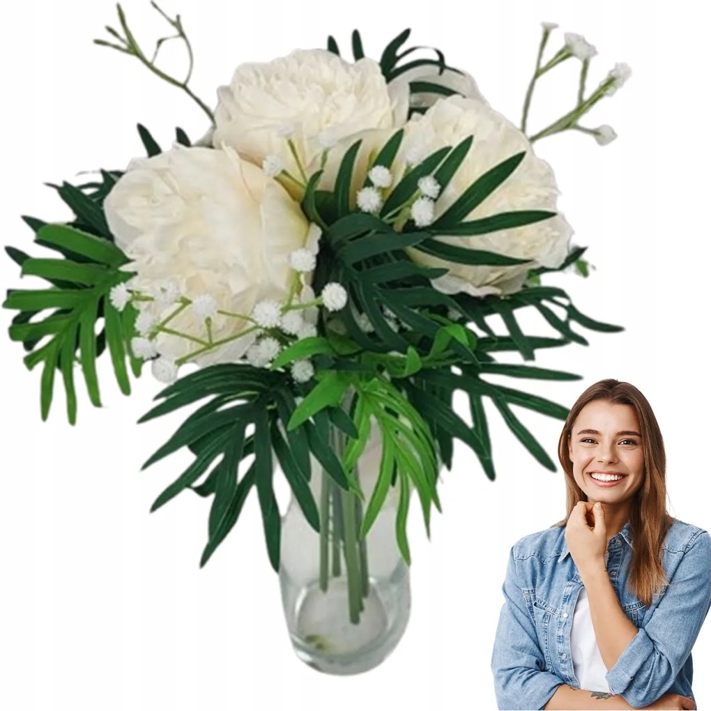 Bazsarózsa Nagy Mesterséges Virágok Csokor Nagy Sűrű Csokor Peonia Mint Élő