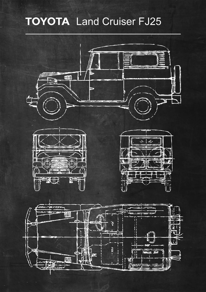 Poszter Toyota Land Cruiser FJ25 Retro Patent