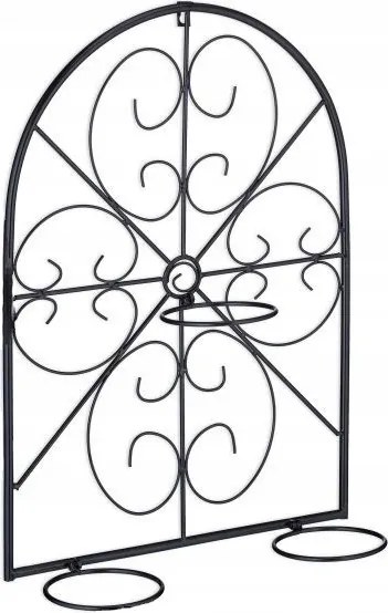 Virágtartó, fekete – fém virágtartó, erkélyre