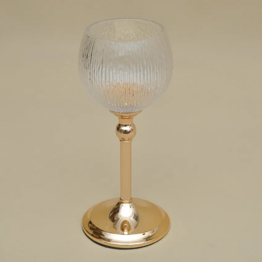 Gyertyatartó kehely Glamour retro arany stílusos üveg lakberendezés