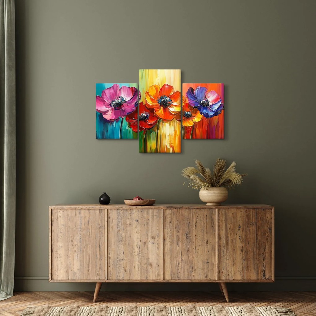 Kép - Öt színes virág (90x60 cm)