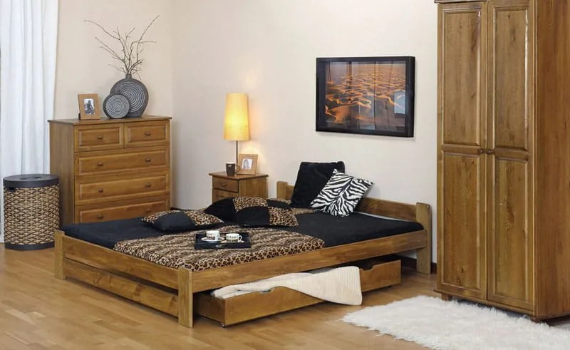 Fa ágy 140x200 Euro tölgy