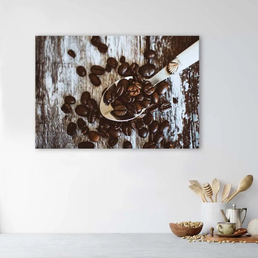 Gario Vászonkép Kávébab egy kanálon Méret: 100 x 70 cm