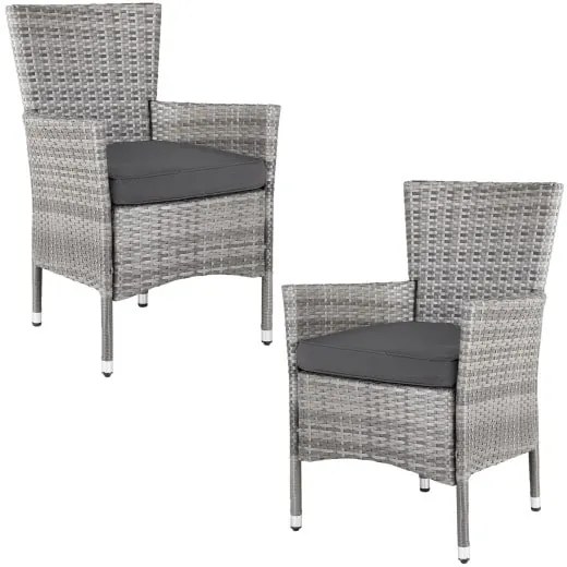 Casaria® Rattan fotel 2 darabos - szürke/antracit párnák
