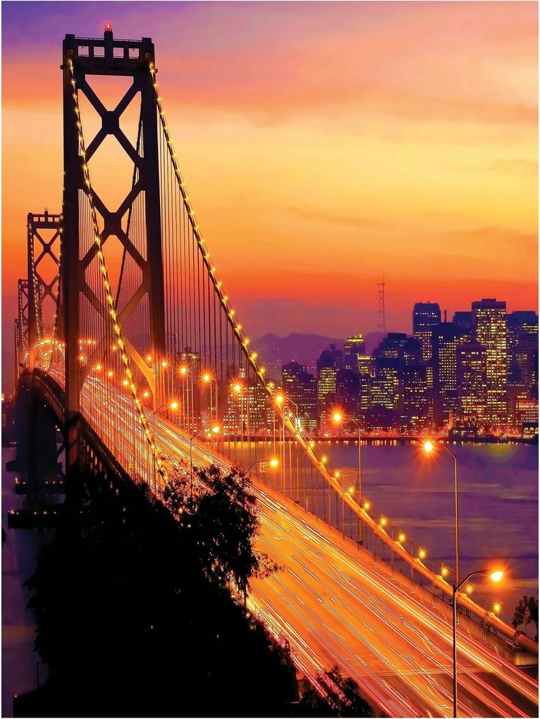 Híd az éjszakai város fényei 184x254 tapéta hálószoba nappaliba+ragasztó