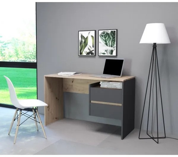 Íróasztal fiókokkal MARLO, artisan tölgy/antracit