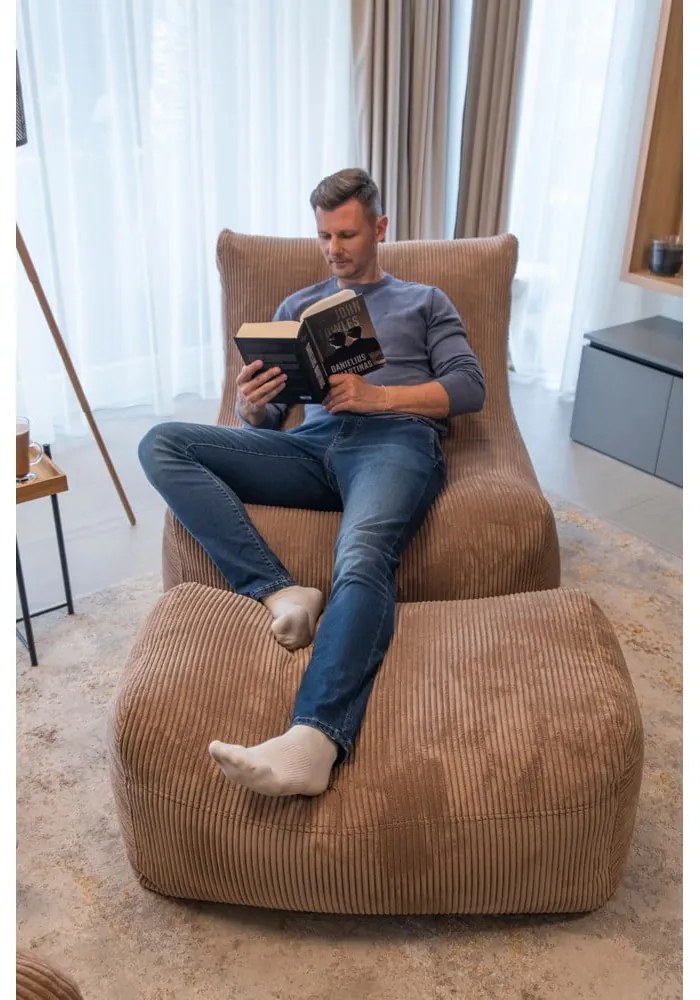 Mustársárga kordbársony babzsákfotel Plus 100 Lounge – SLOWDOWN