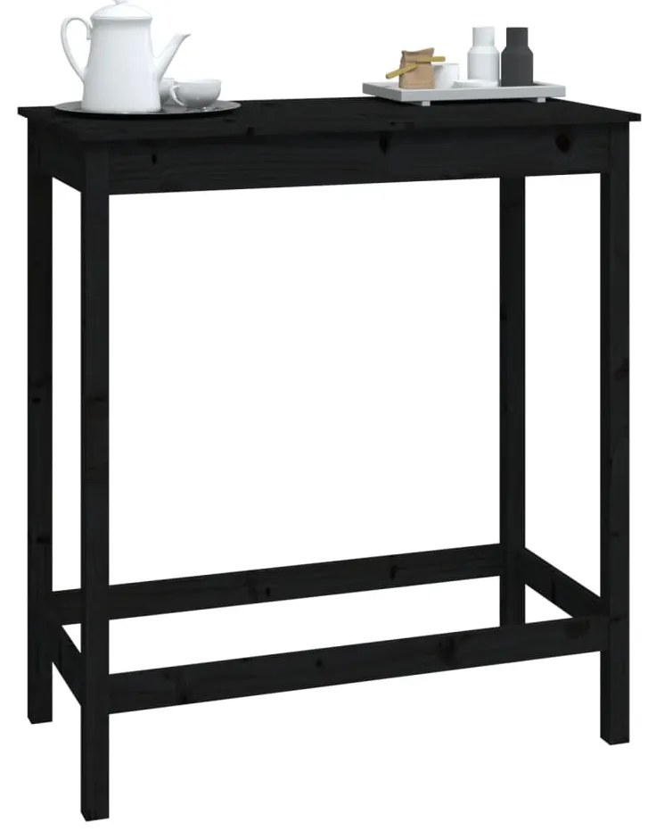 Fekete tömör fenyőfa bárasztal 100 x 50 x 110 cm