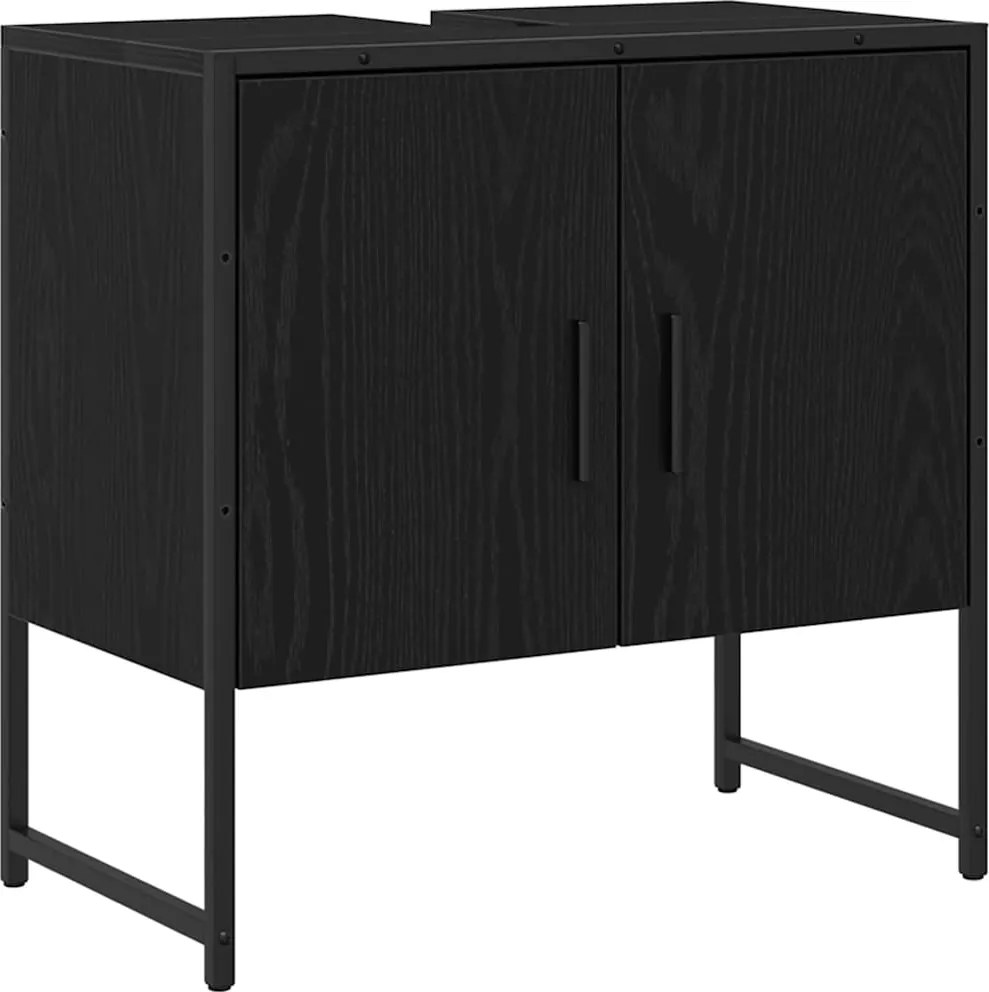 vidaXL Fürdőszobai mosdószekrény Fekete tölgy 60 x 30 x 60 cm Faanyag