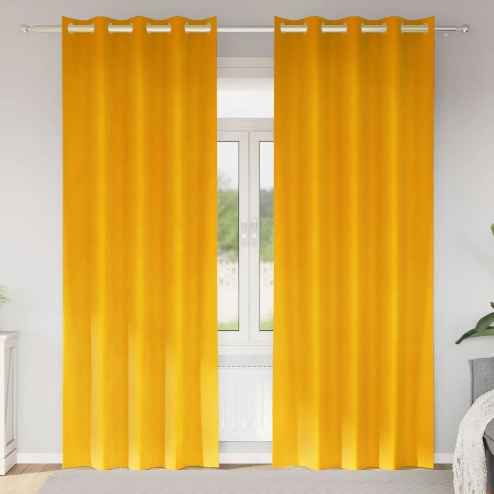 Függönyök függönyökkel 2 pcs Mustár sárga 140 x 225 cm Bársony