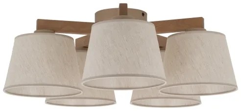 Brilagi - Felületre szerelhető csillár LATTE SABIA 5xE27/15W/230V fenyő/krémszínű