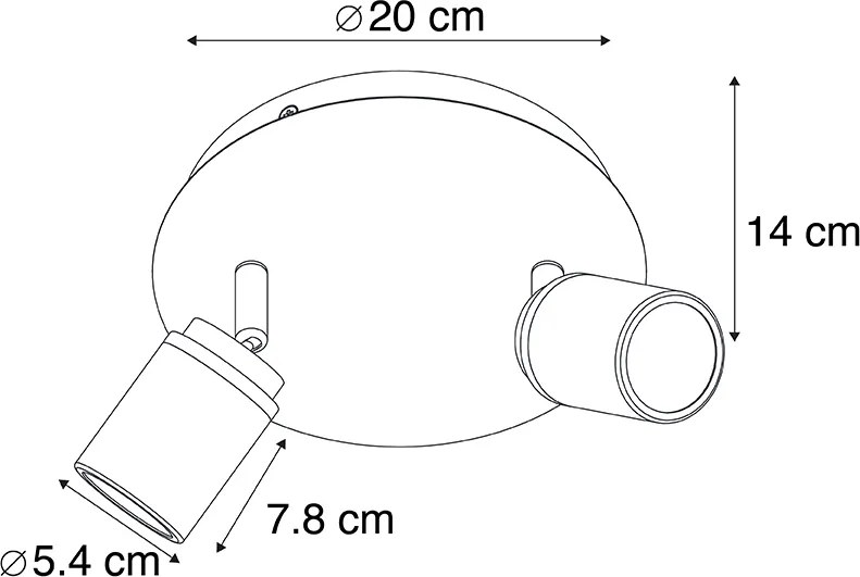Modern fürdőszoba spotlámpa acél 2-lámpás IP44 - Ducha
