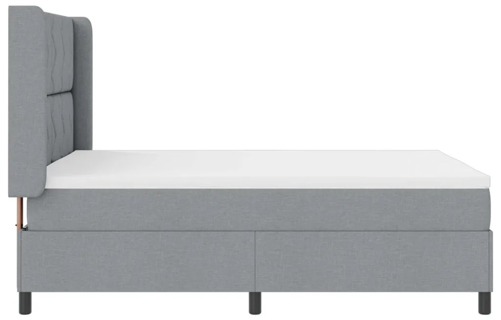 Boxspring Ágy Matracra & LED Fénnyel Világosszürke 140x200 cm Szövet