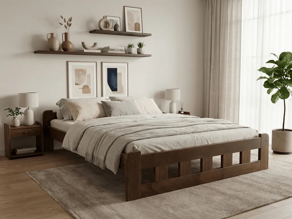 Naomi magasított ágy 160x200 cm, tölgyfa Ágyrács: Lamellás ágyrács, Matrac: Deluxe 10 cm matrac