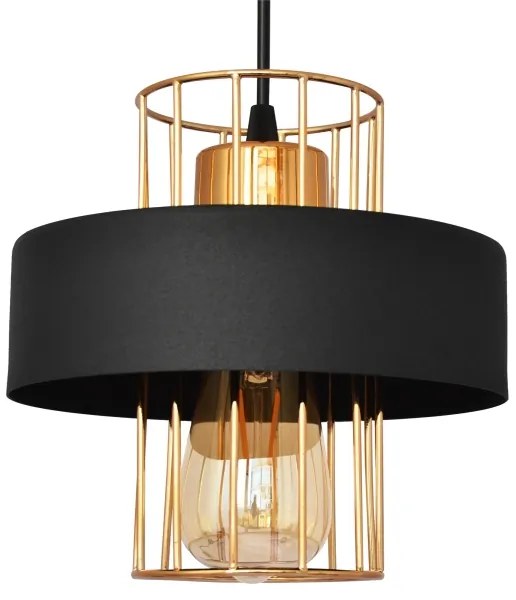 Csillár zsinóron VOLTA 1xE27/15W/230V fekete/arany