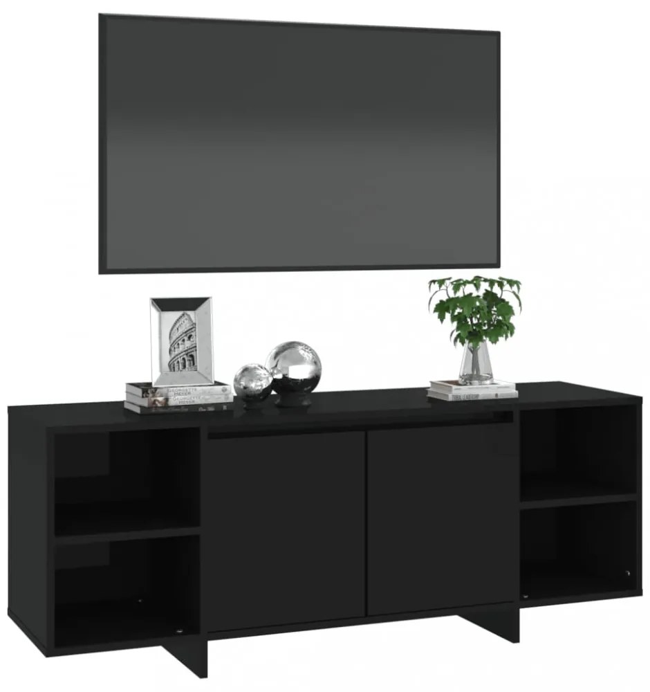 fekete szerelt fa TV-szekrény 130 x 35 x 50 cm