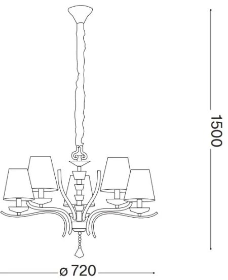 Ideal Lux - Csillár láncon PEGASO 5xE14/28W/230V átm. 72 cm arany
